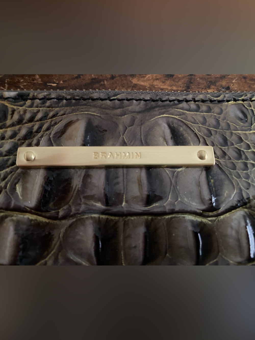 Brahmin Daisy Clutch Wristlet Bag Euphoria Ombré Multicolor Purple/Green - Picture 2 of 8
